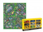 Alfombras educativas para niños diseño de tráfico urbano, 140 x 160 cm con 9 coches de metal