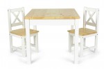 Mesa con 2 sillas de madera para niños - POLA - en el estilo escandinavo (blanco/pino)