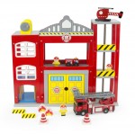 Estación de bomberos de madera + camión de bomberos