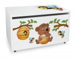 Caja de madera blanca móvil Motivo: Oso y abejas