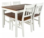 Set: mesa de pino y 4 sillas madera natural WHITE WALNUT