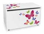 Caja de madera blanca móvil Motivo: Mariposas