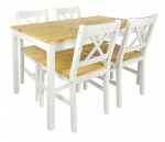 Set: mesa de pino y 4 sillas madera natural WHITE PINE