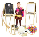 La pizarra magnética de madera para niños con accesorios y reloj XL