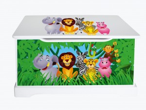 Caja de juguetes de madera 'Animales de la selva'