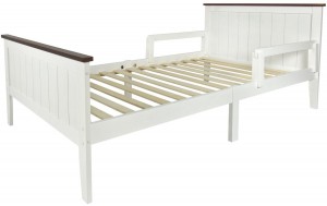Cama de madera PARIS WALNUT 200x90 con barra de seguridad