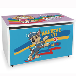 Caja de madera blanca móvil Motivo: La Patrulla Canina  - Chase Skye 02 