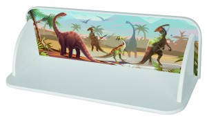 Estantería mural de madera con los dinosaurios