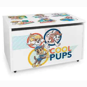 Caja de madera blanca móvil Motivo: La Patrulla Canina  - Cool Pups